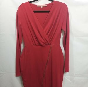 RACHEL ROY... FAUX WRAP RED ZIPPERED DRESS